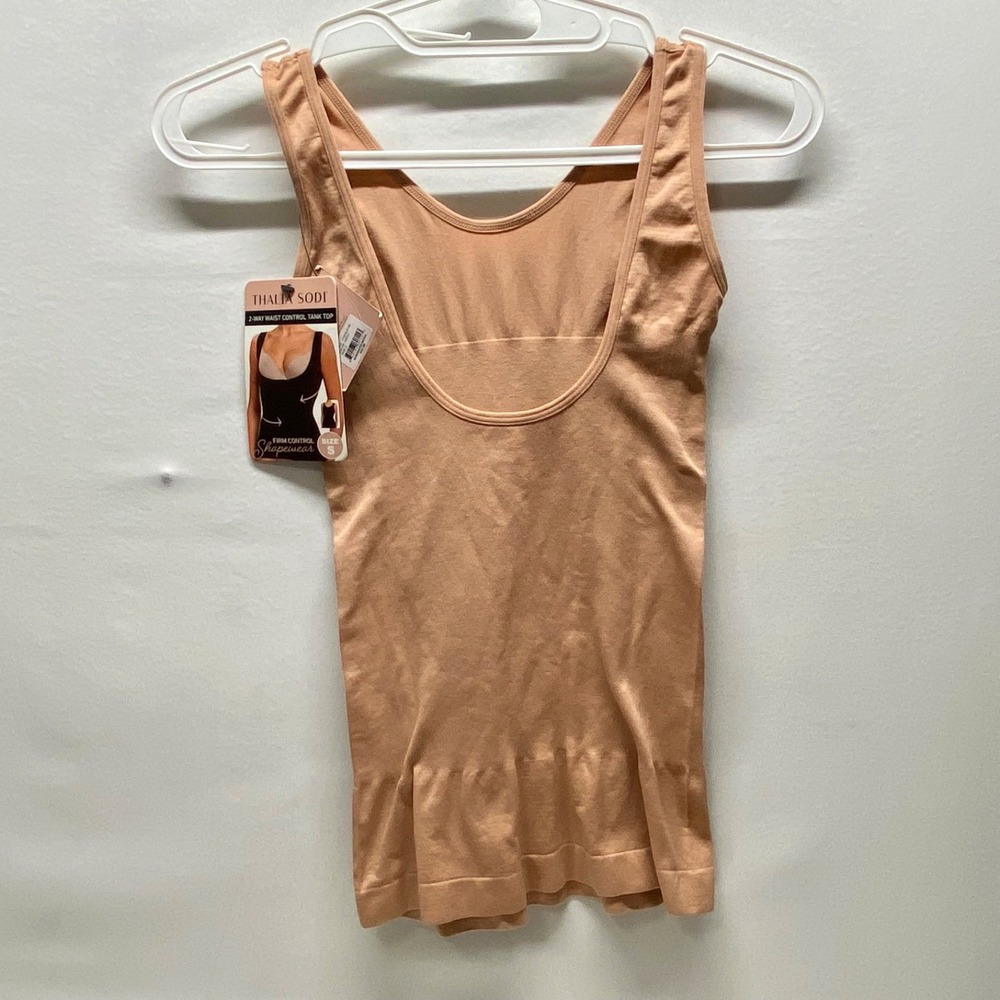 Thalia Sodi Shapewear Tank Top Women's Small Nude Firm 2 Way Waist Control NWT